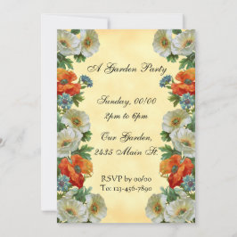 Invitaciones florales a Personalizados de amapola 