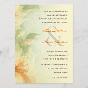 Invitaciones florales amarillas de la boda del