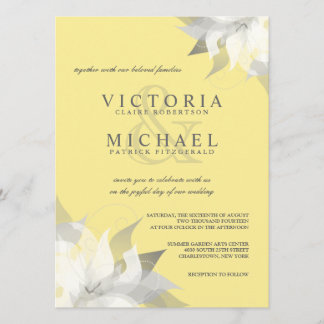 Invitaciones florales blancas amarillas en colores