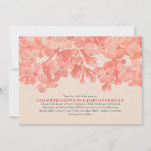 Invitaciones florales coralinas de la boda