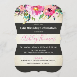 invitaciones florales de 50 años para mujeres