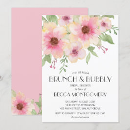 Invitaciones florales de brunch y bubbly Watercolo
