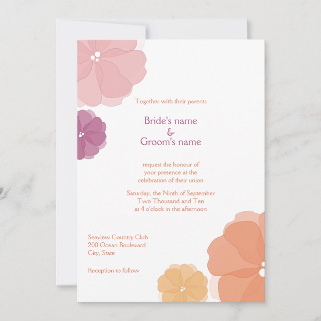 Invitaciones florales de la boda de la acuarela (Anverso)