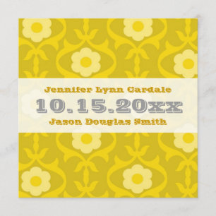 Invitaciones florales de la boda de la mostaza