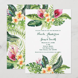 Invitaciones florales de la boda de las hojas