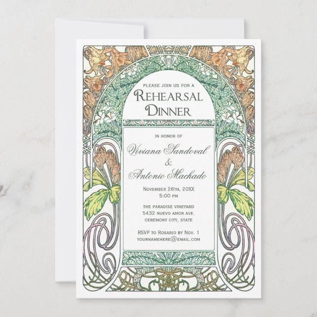 Invitaciones florales de la cena del ensayo del (Anverso)