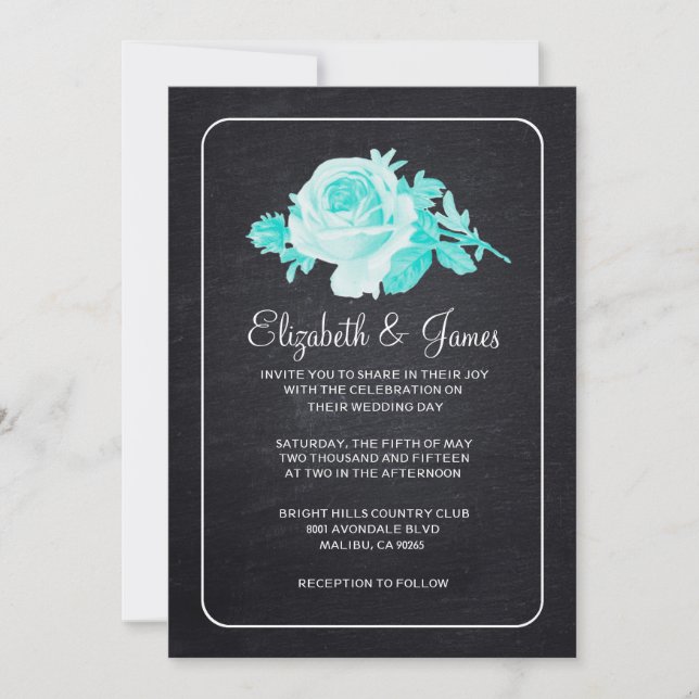 Invitaciones florales/de la flor rústicas negras (Anverso)