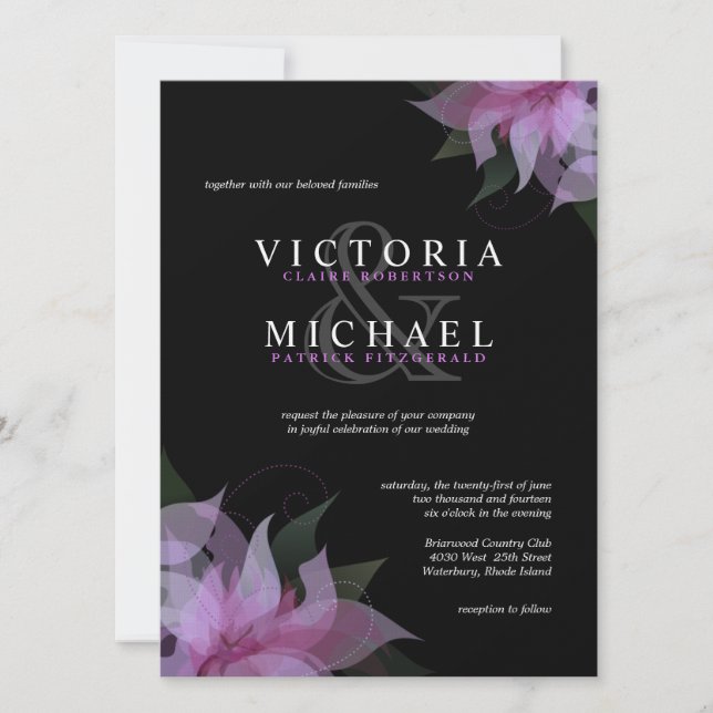 Invitaciones florales de la lavanda y de la boda (Anverso)