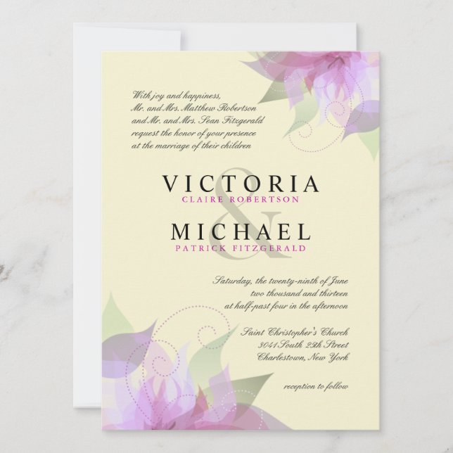 Invitaciones florales de marfil de la boda de la (Anverso)