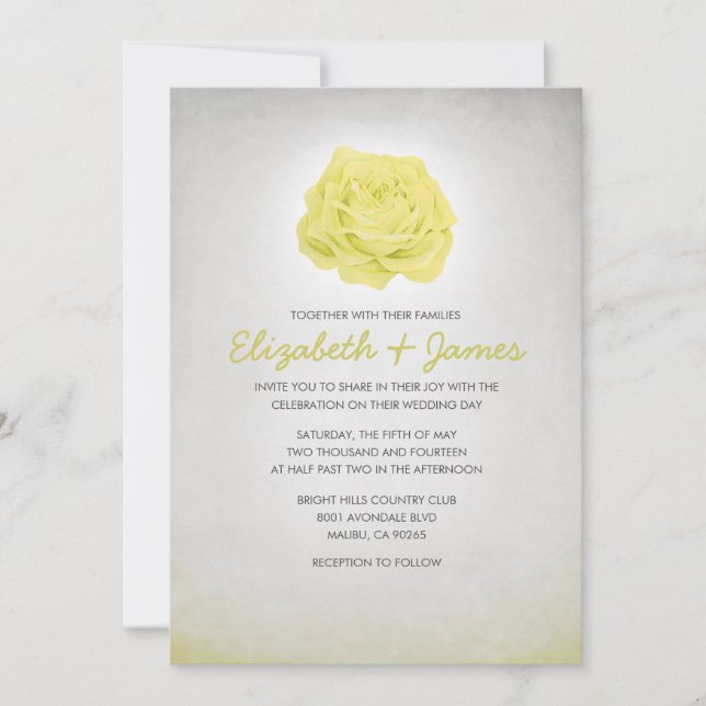 Invitaciones florales de moda simples de la boda (Anverso)