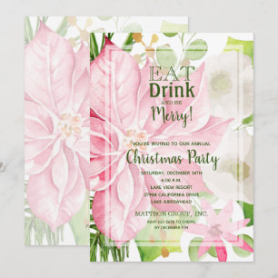 Invitaciones florales de Poinsettia para navidades