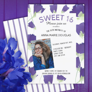 Invitaciones Florales de Tulipanes Morados para Cu