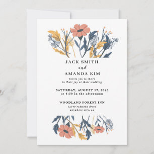 Invitaciones florales de verano de bodas de jardín