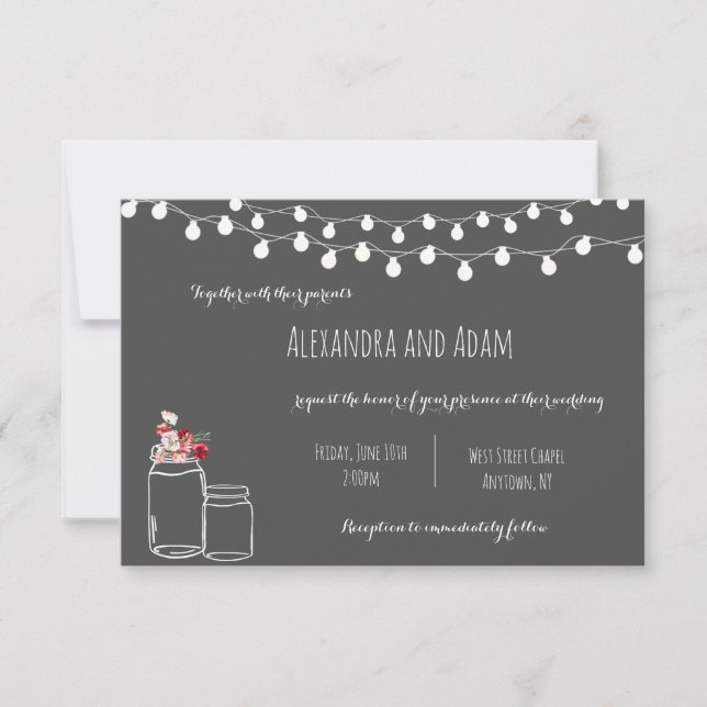 Invitaciones florales del boda de la pizarra (Anverso)