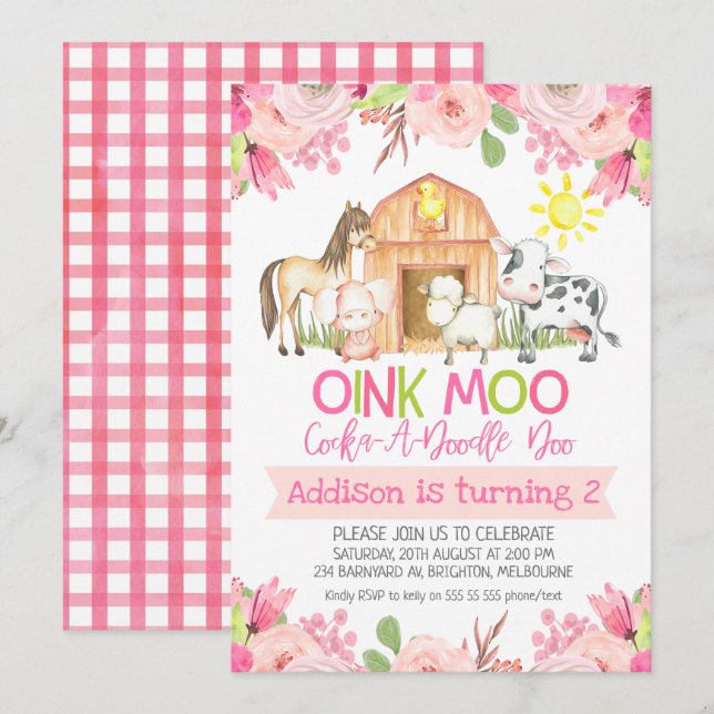 Invitaciones florales del cumpleaños de los (Anverso / Reverso)