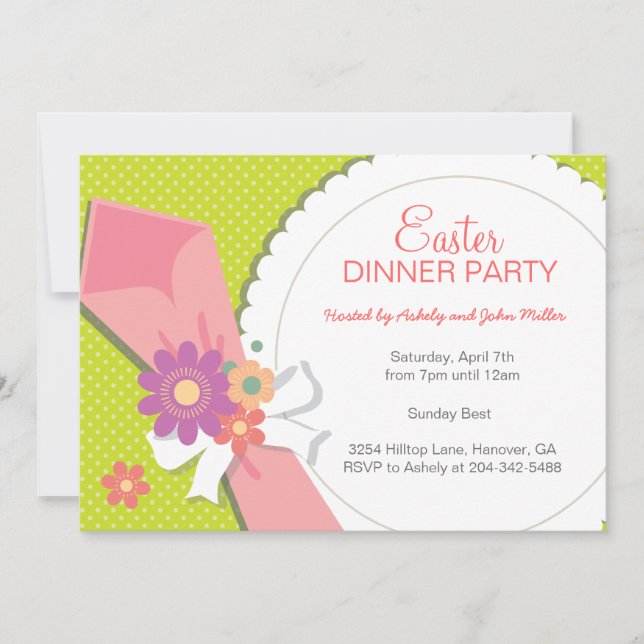 Invitaciones florales del fiesta de cena (Anverso)