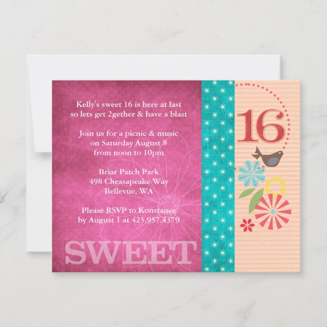 Invitaciones florales divertidas (Anverso)