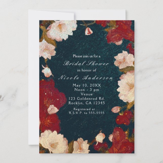 Invitaciones florales elegantes modernas y chic ro (Anverso)