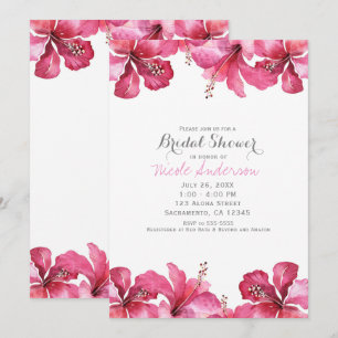 Invitaciones florales hawaianas de hibisco rosa tr