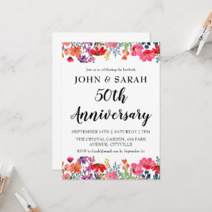 invitaciones florales modernas a fiestas de 50 año