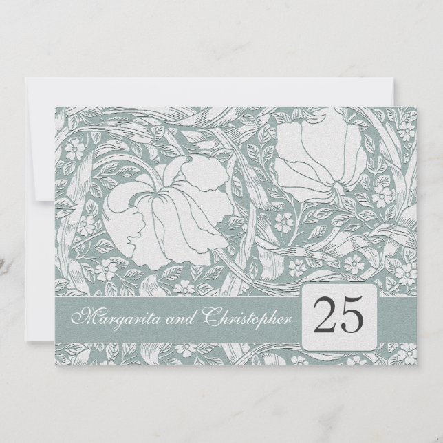 invitaciones florales para aniversario de plata nú (Anverso)