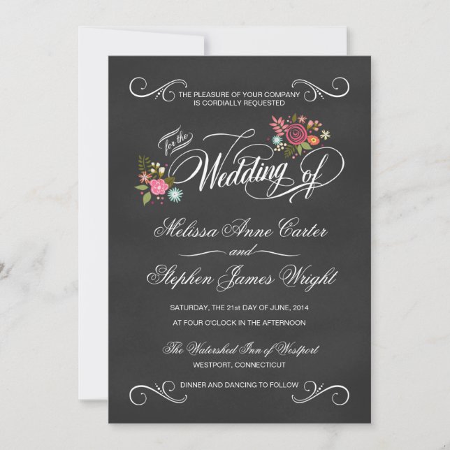 Invitaciones florales rústicas de la boda de la (Anverso)