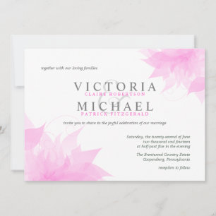 Invitaciones florales Wispy de la boda del rosa en