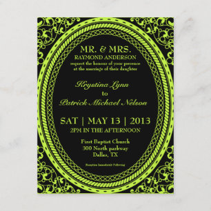 Invitaciones fluorescentes/de neón verdes de la