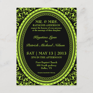 Invitaciones fluorescentes/de neón verdes de la