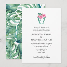 Invitaciones formales a bodas botánicas tropicales