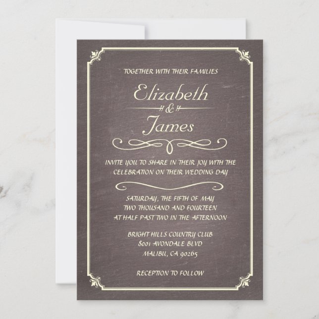 Invitaciones formales a la boda de tablero de pape (Anverso)