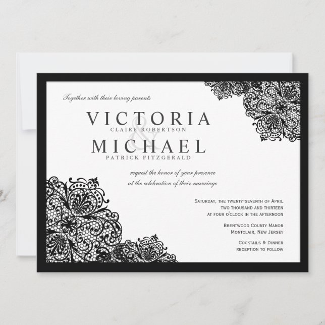 Invitaciones formales a la boda en cuadrado de enc (Anverso)