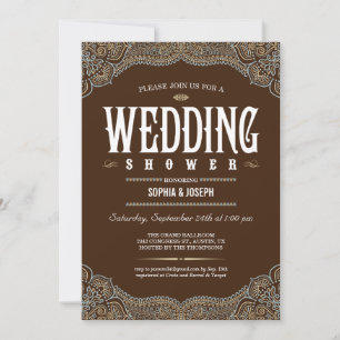 Invitaciones formales a la ducha de boda paisley