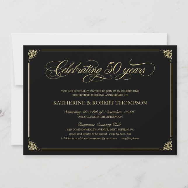 Invitaciones formales de 50 Aniversario del Negro  (Anverso)