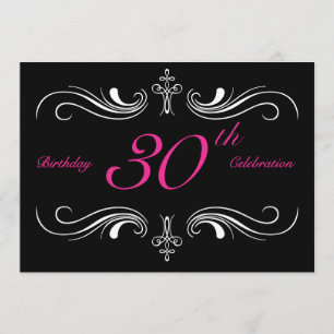 Invitaciones formales de cumpleaños Black 30