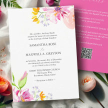Invitaciones formales de matrimonio con floral de 