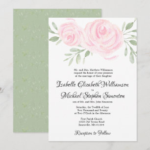 Invitaciones formales de matrimonio floral de acua