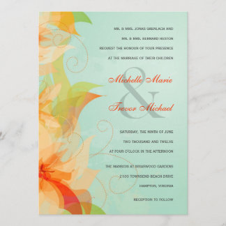 Invitaciones formales florales anaranjadas de la