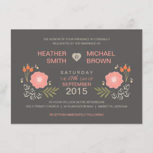 Invitaciones formales florales rústicas de la boda