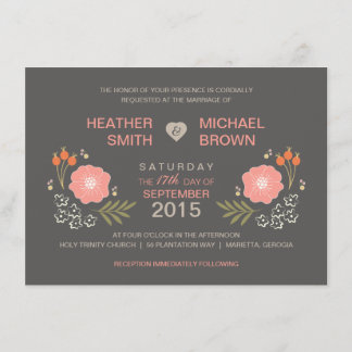 Invitaciones formales florales rústicas de la boda