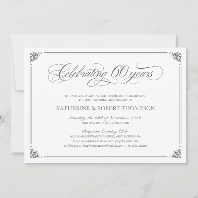 Invitaciones formales para el 60º aniversario (Anverso)