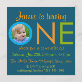 Invitaciones fotográficas de "ONE" Boy primera fie