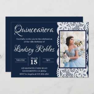 invitaciones fotográficas de quinceanera azul clar
