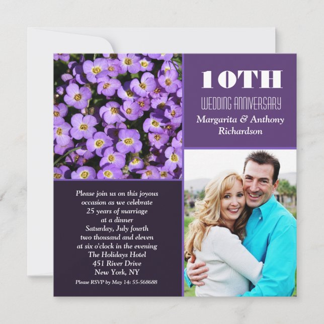 Invitaciones fotográficas modernas florales para a (Anverso)