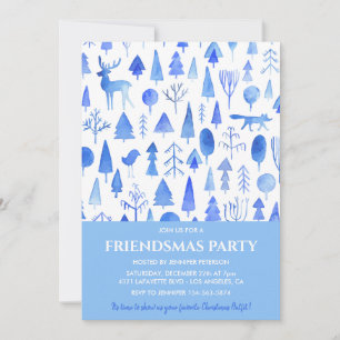 Invitaciones Friendsmas Árboles Hermosos de Acuare