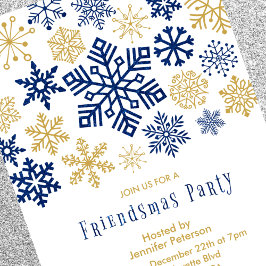 Invitaciones Friendsmas Brillo Chic Copos de Nieve