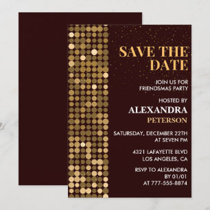 Invitaciones Friendsmas Guarde la fecha Oro