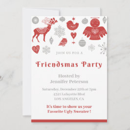 Invitaciones Friendsmas Navidad Gris Nórdico