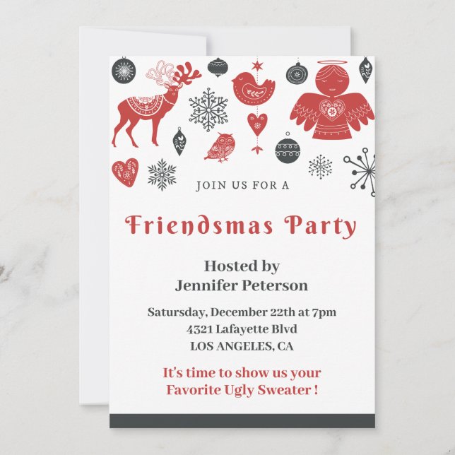 Invitaciones Friendsmas Navidad Nórdica  (Anverso)