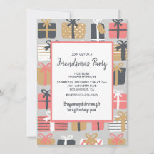 Invitaciones Friendsmas Regalo Navideño Patrón Lin